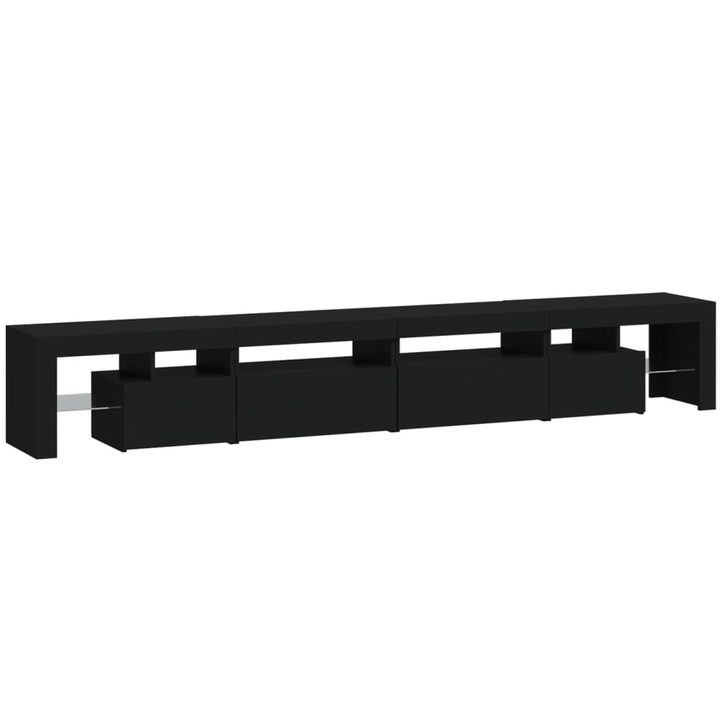 vidaXL TV Cabinet with LED Lights Black 260x36.5x40 cm