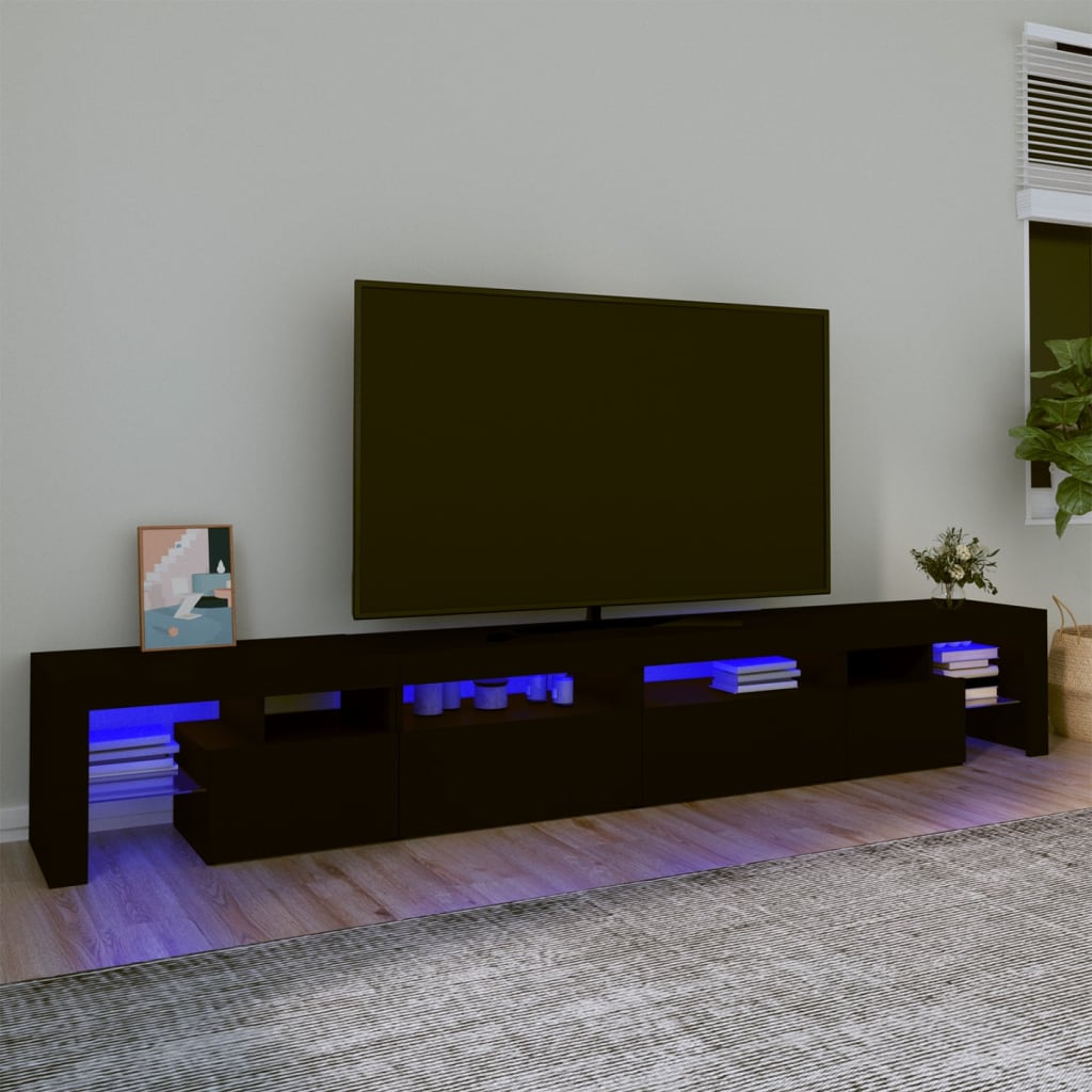 vidaXL TV Cabinet with LED Lights Black 260x36.5x40 cm