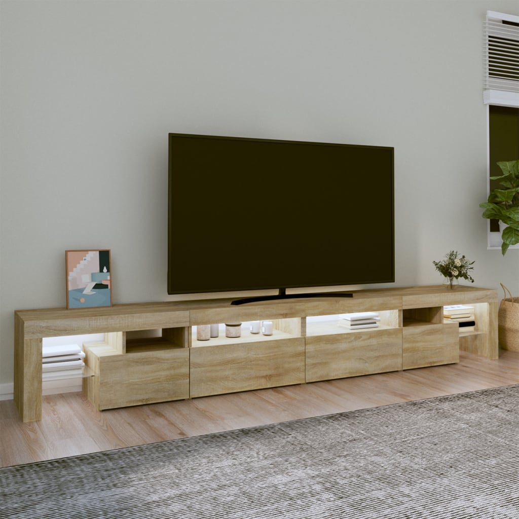 vidaXL TV Cabinet with LED Lights Sonoma Oak 260x36.5x40 cm