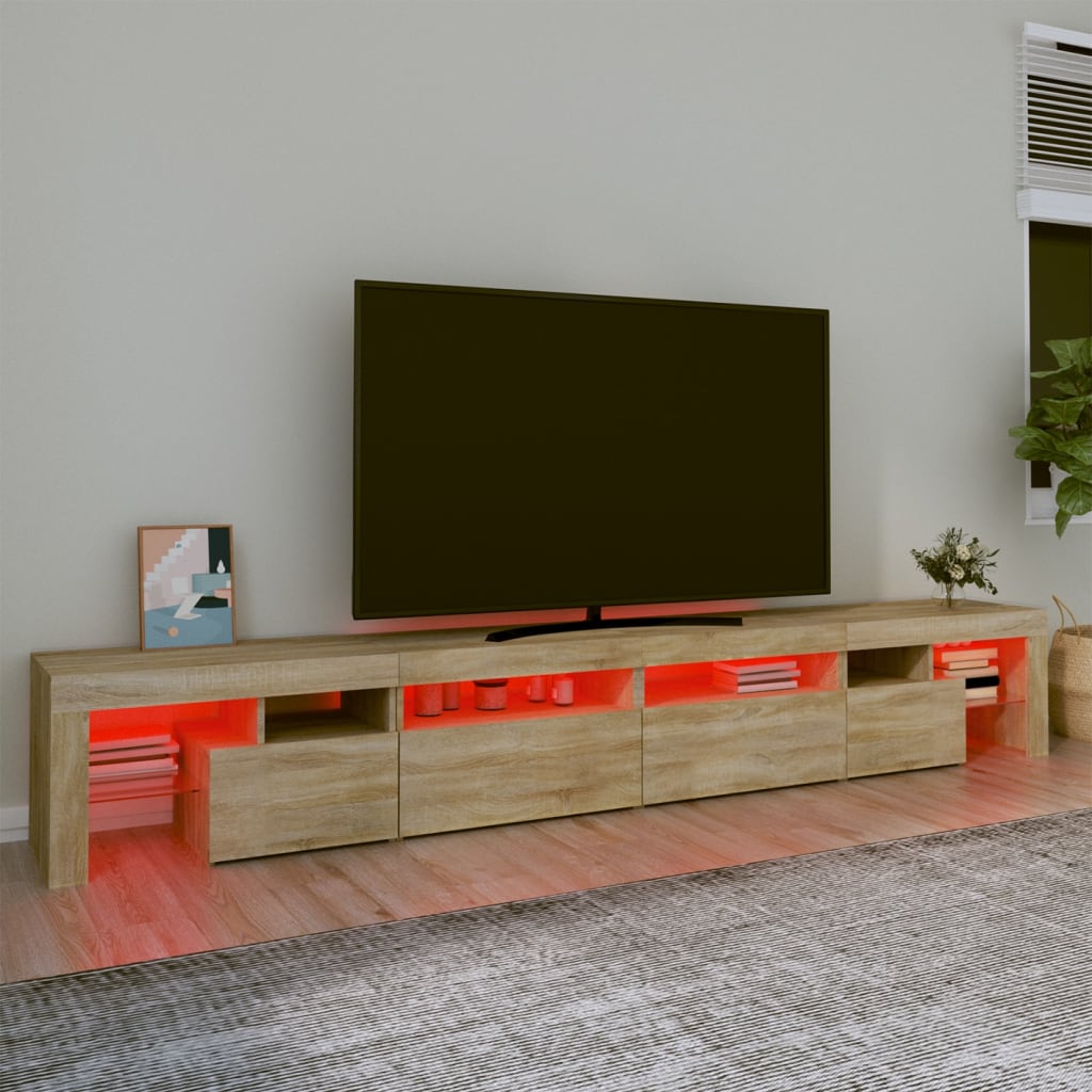 vidaXL TV Cabinet with LED Lights Sonoma Oak 260x36.5x40 cm