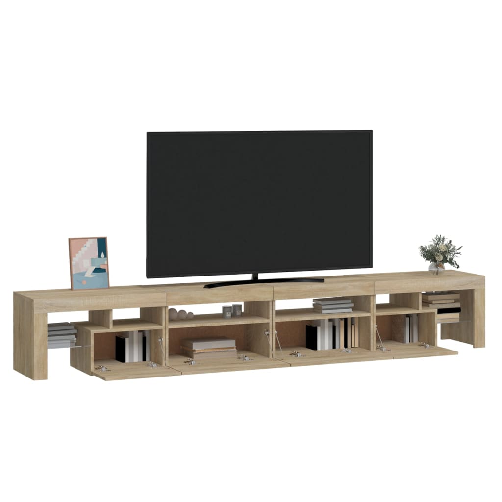 vidaXL TV Cabinet with LED Lights Sonoma Oak 260x36.5x40 cm