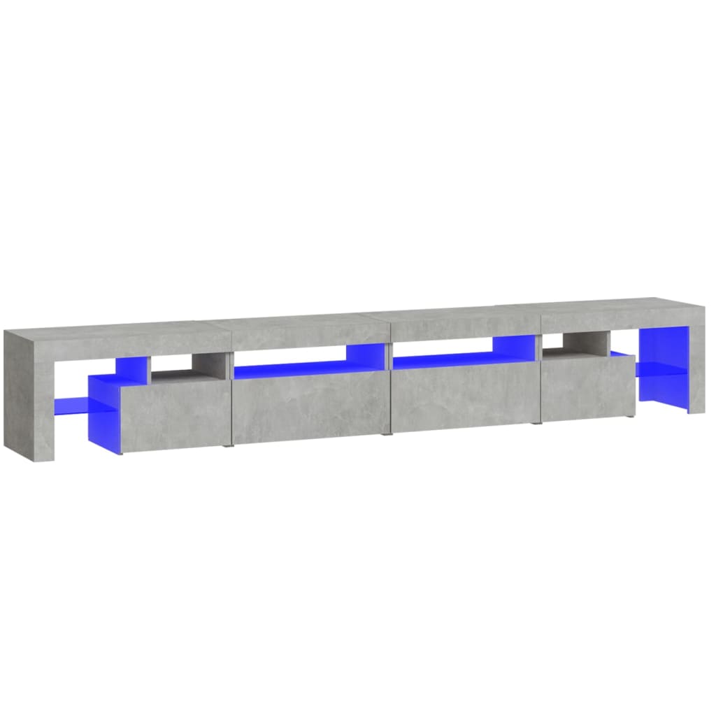 vidaXL TV Cabinet with LED Lights Concrete Grey 260x36.5x40 cm