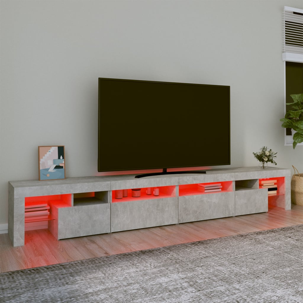 vidaXL TV Cabinet with LED Lights Concrete Grey 260x36.5x40 cm