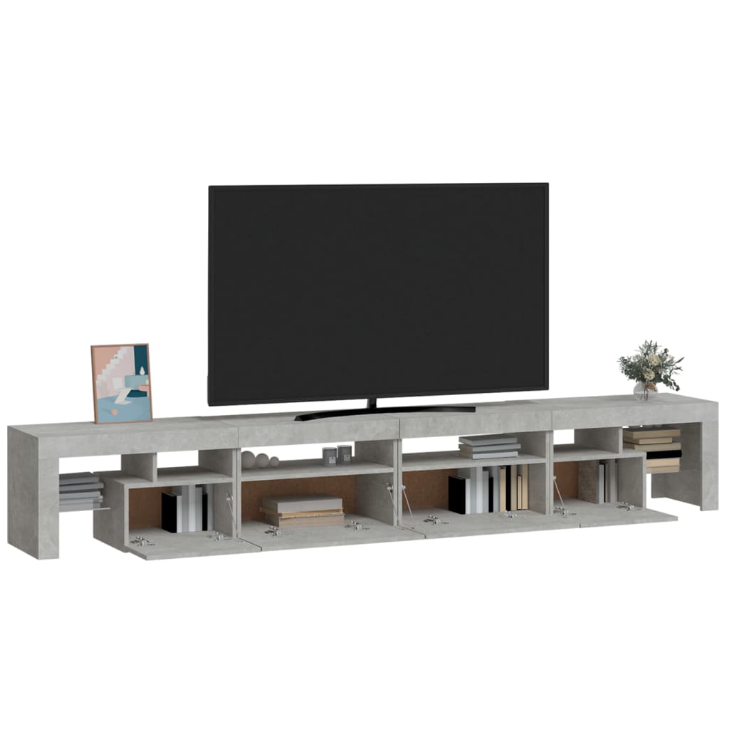 vidaXL TV Cabinet with LED Lights Concrete Grey 260x36.5x40 cm