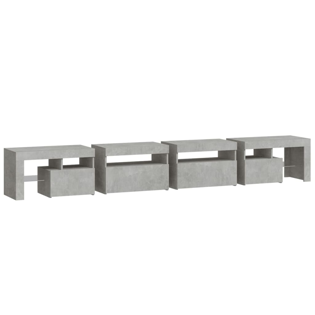 vidaXL TV Cabinet with LED Lights Concrete Grey 260x36.5x40 cm