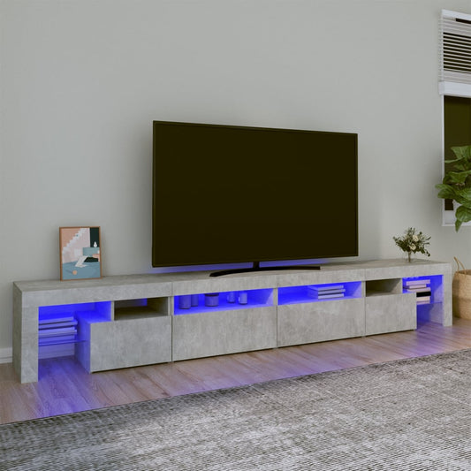 vidaXL TV Cabinet with LED Lights Concrete Grey 260x36.5x40 cm