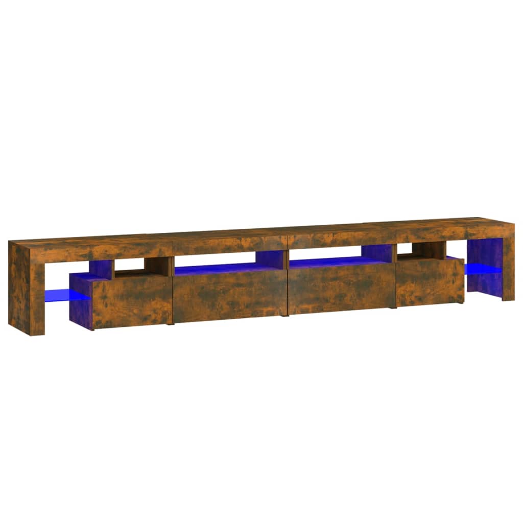 vidaXL TV Cabinet with LED Lights Smoked Oak 260x36.5x40 cm