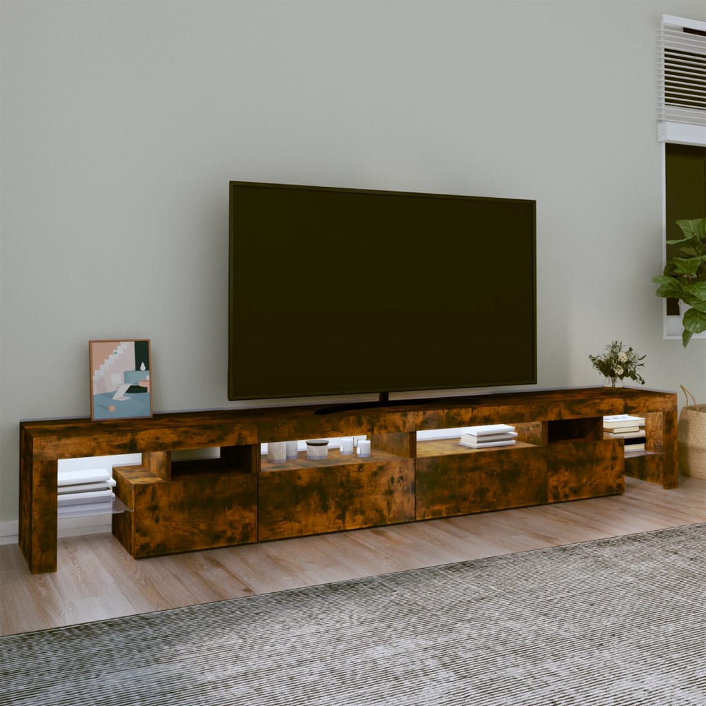 vidaXL TV Cabinet with LED Lights Smoked Oak 260x36.5x40 cm