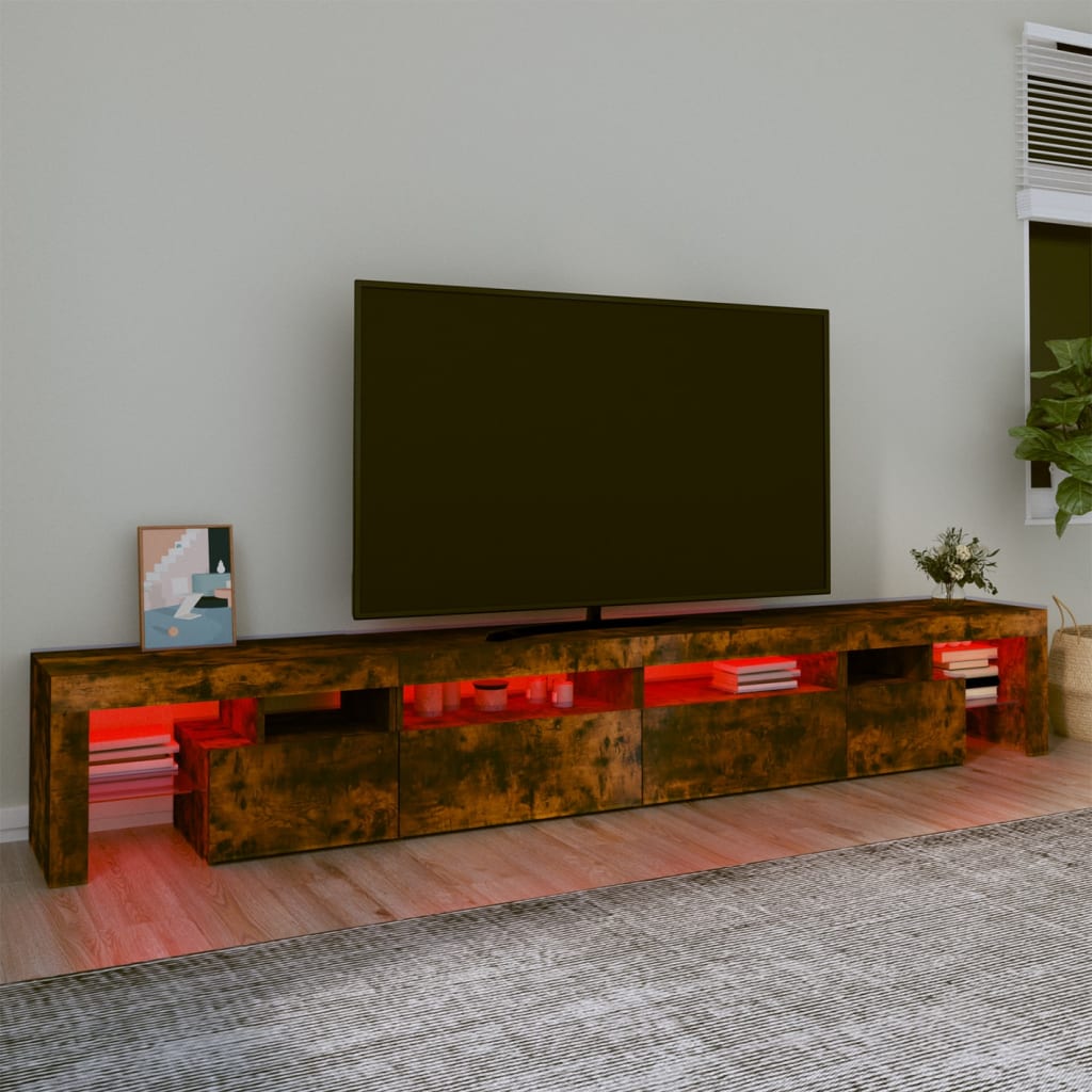 vidaXL TV Cabinet with LED Lights Smoked Oak 260x36.5x40 cm