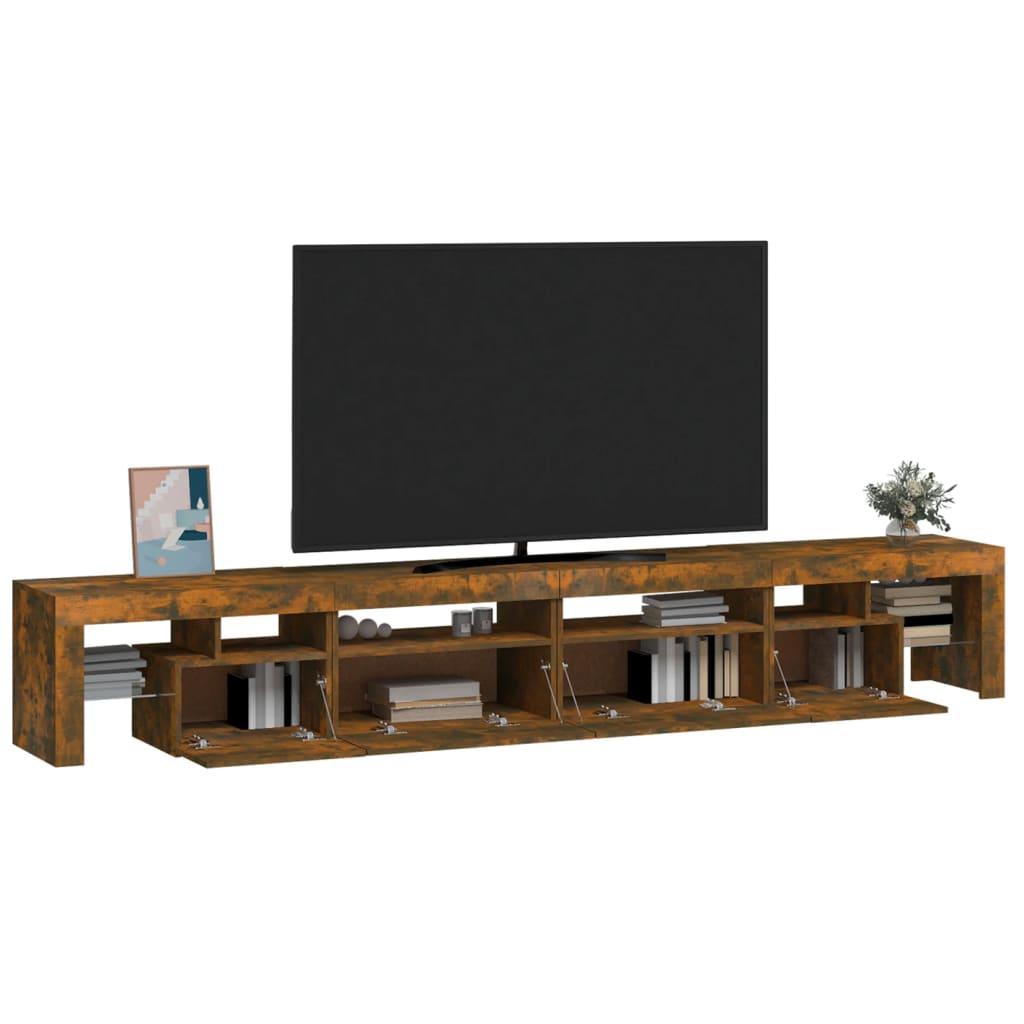 vidaXL TV Cabinet with LED Lights Smoked Oak 260x36.5x40 cm