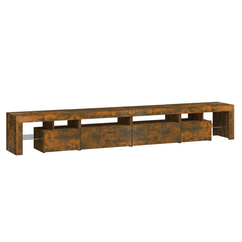 vidaXL TV Cabinet with LED Lights Smoked Oak 260x36.5x40 cm