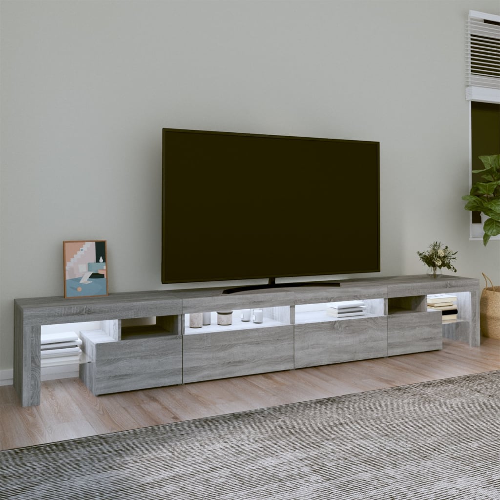 vidaXL TV Cabinet with LED Lights Grey Sonoma 260x36.5x40 cm