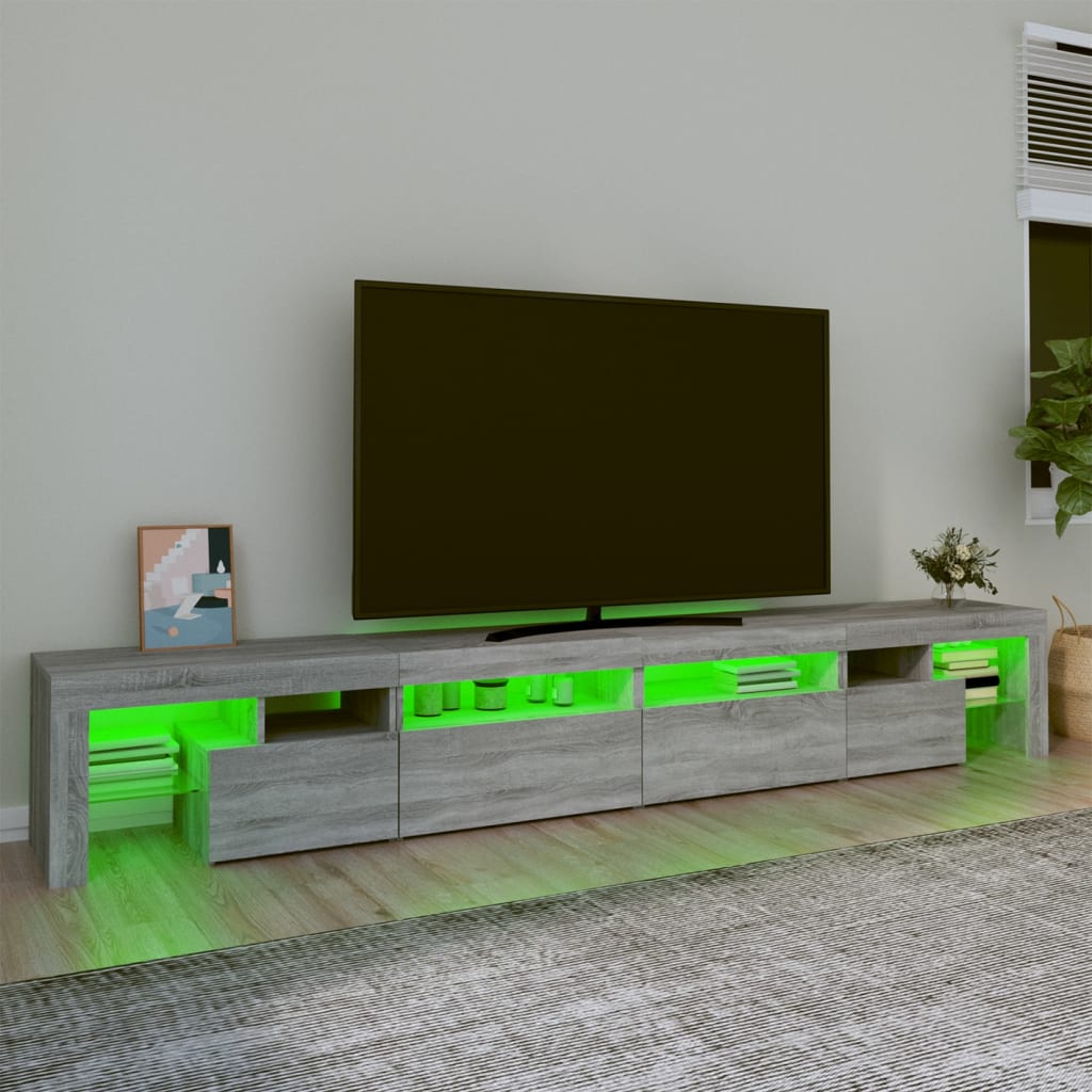 vidaXL TV Cabinet with LED Lights Grey Sonoma 260x36.5x40 cm