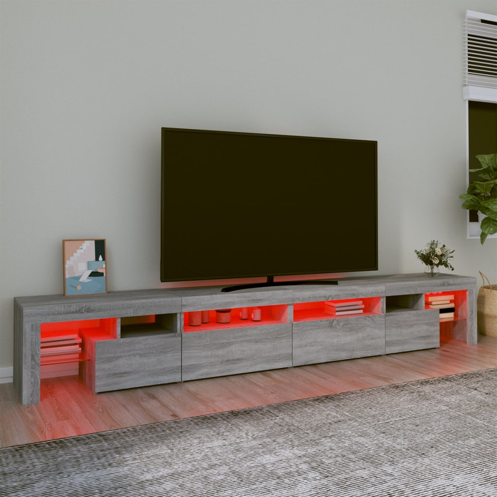 vidaXL TV Cabinet with LED Lights Grey Sonoma 260x36.5x40 cm