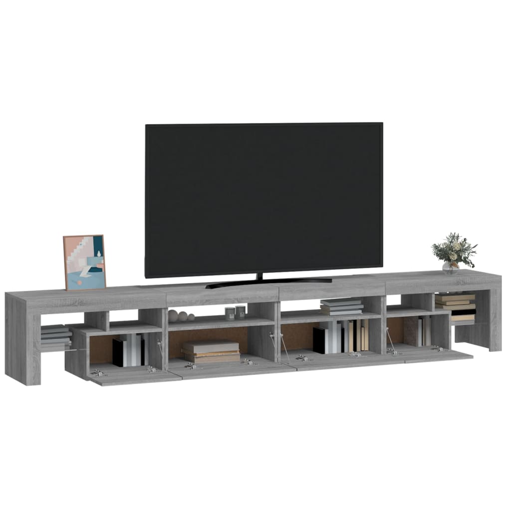 vidaXL TV Cabinet with LED Lights Grey Sonoma 260x36.5x40 cm