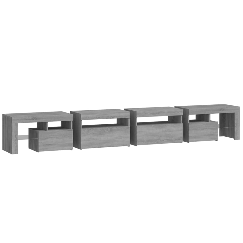 vidaXL TV Cabinet with LED Lights Grey Sonoma 260x36.5x40 cm