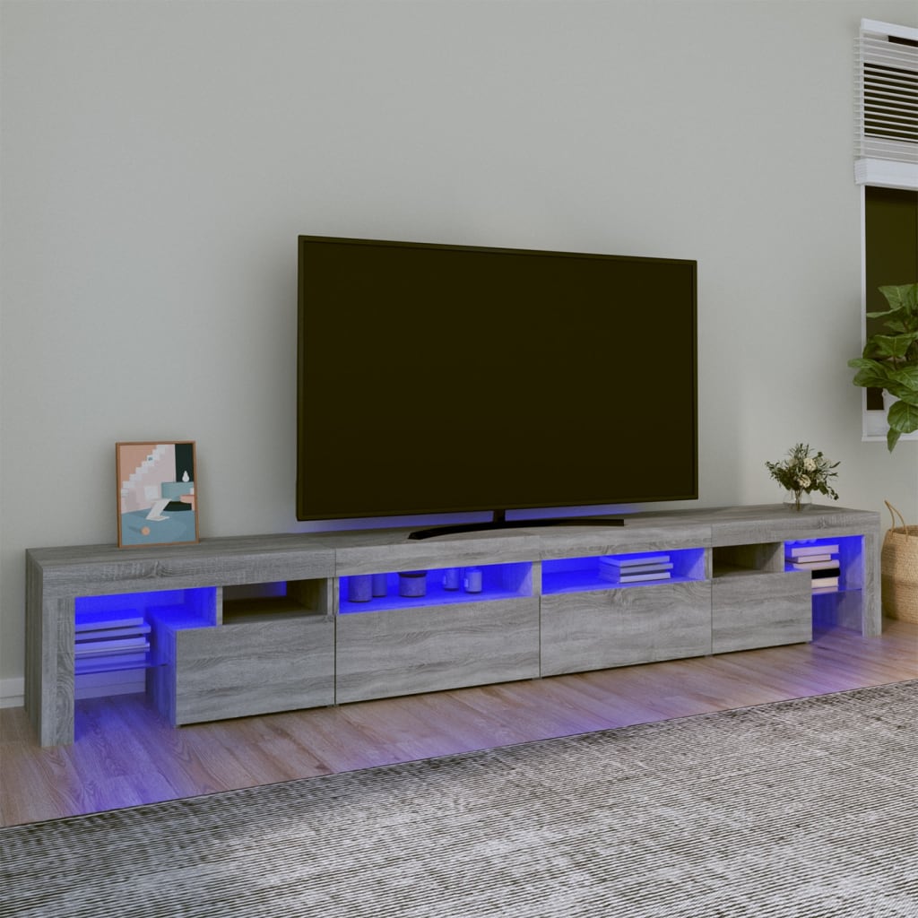 vidaXL TV Cabinet with LED Lights Grey Sonoma 260x36.5x40 cm