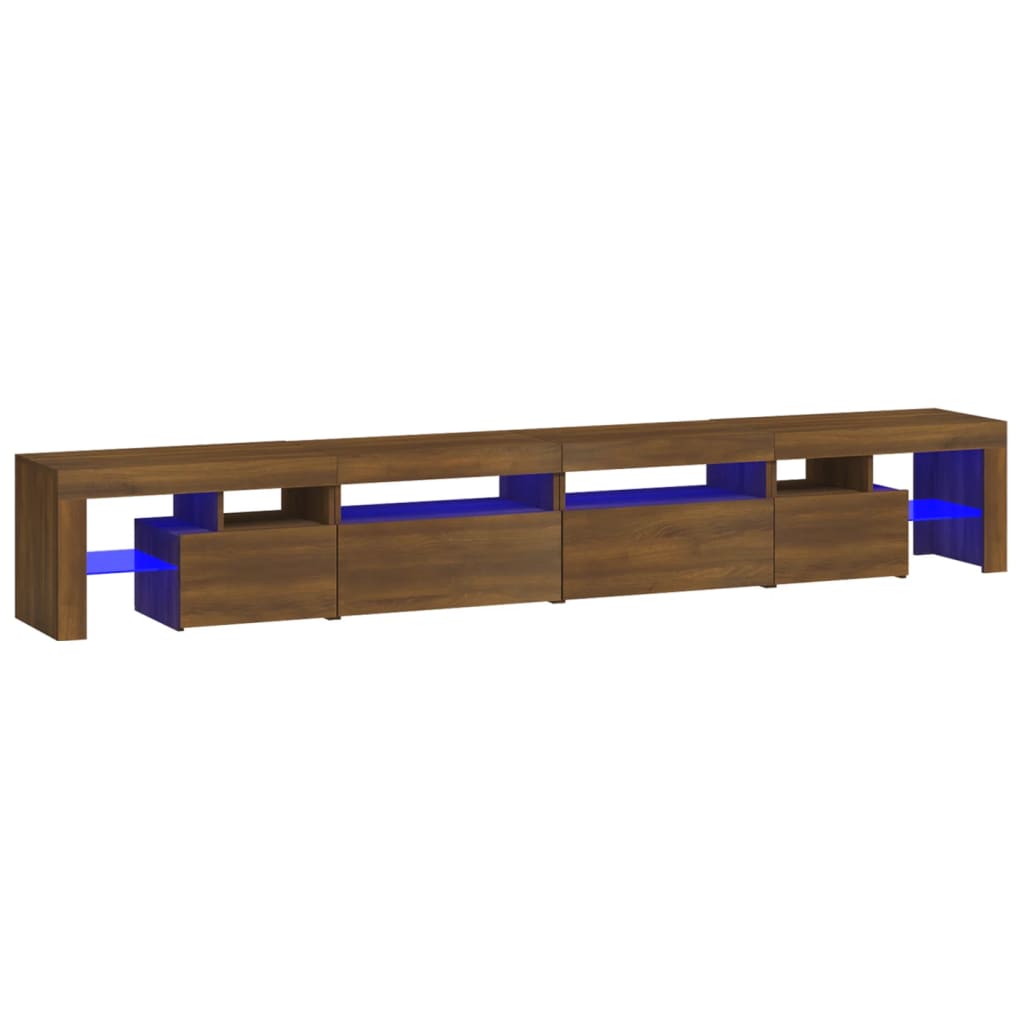 vidaXL TV Cabinet with LED Lights Brown Oak 260x36.5x40 cm