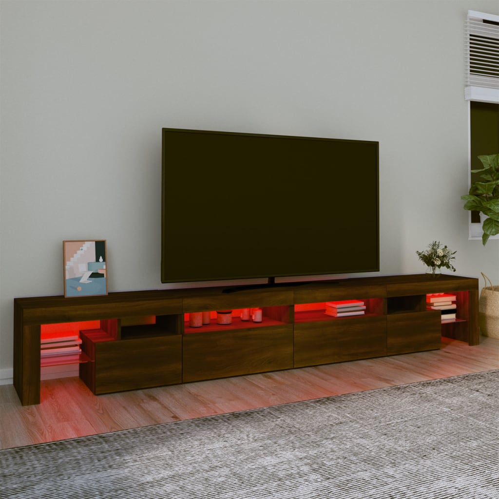 vidaXL TV Cabinet with LED Lights Brown Oak 260x36.5x40 cm