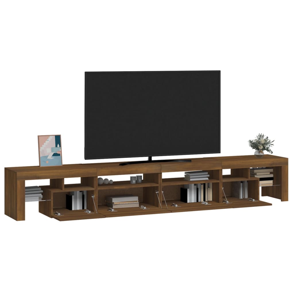 vidaXL TV Cabinet with LED Lights Brown Oak 260x36.5x40 cm