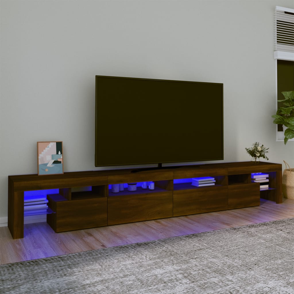 vidaXL TV Cabinet with LED Lights Brown Oak 260x36.5x40 cm