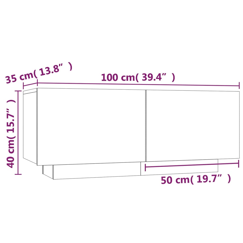 vidaXL Bedside Cabinet Smoked Oak 100x35x40 cm Engineered Wood