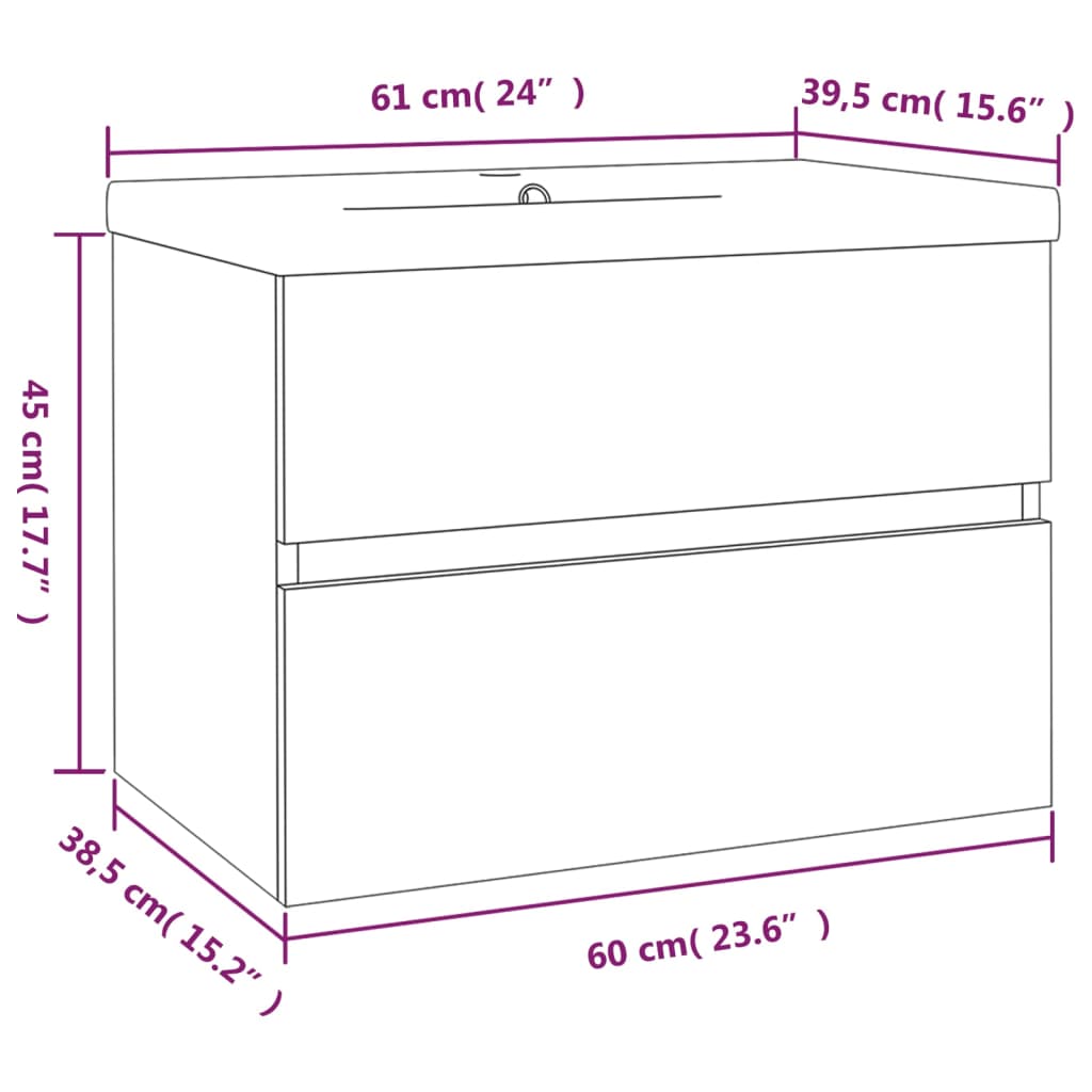 vidaXL Sink Cabinet with Built-in Basin Smoked Oak Engineered Wood