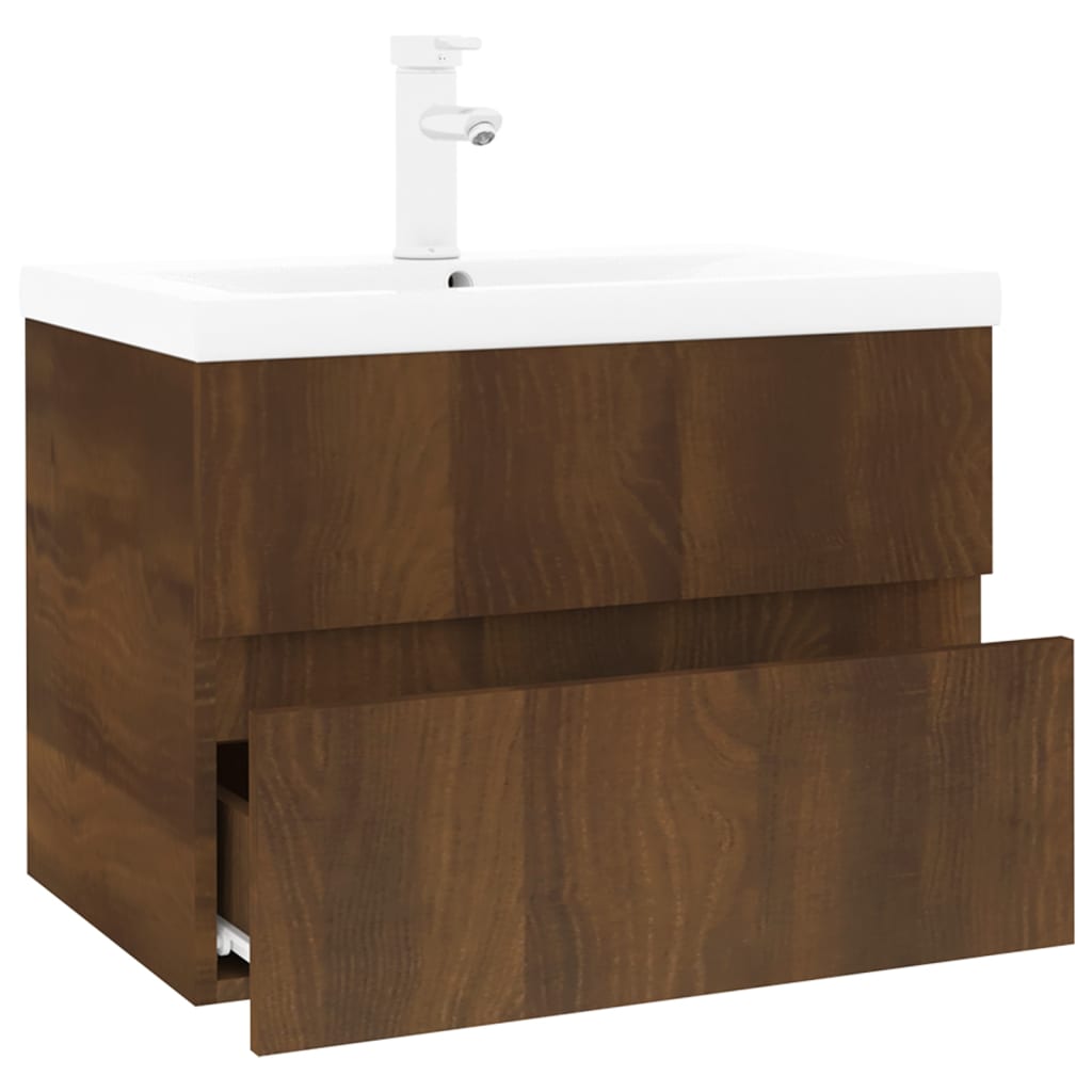 vidaXL Sink Cabinet with Built-in Basin Brown Oak Engineered Wood