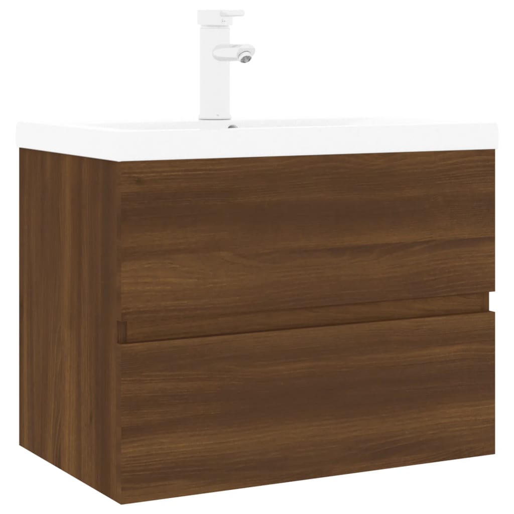 vidaXL Sink Cabinet with Built-in Basin Brown Oak Engineered Wood