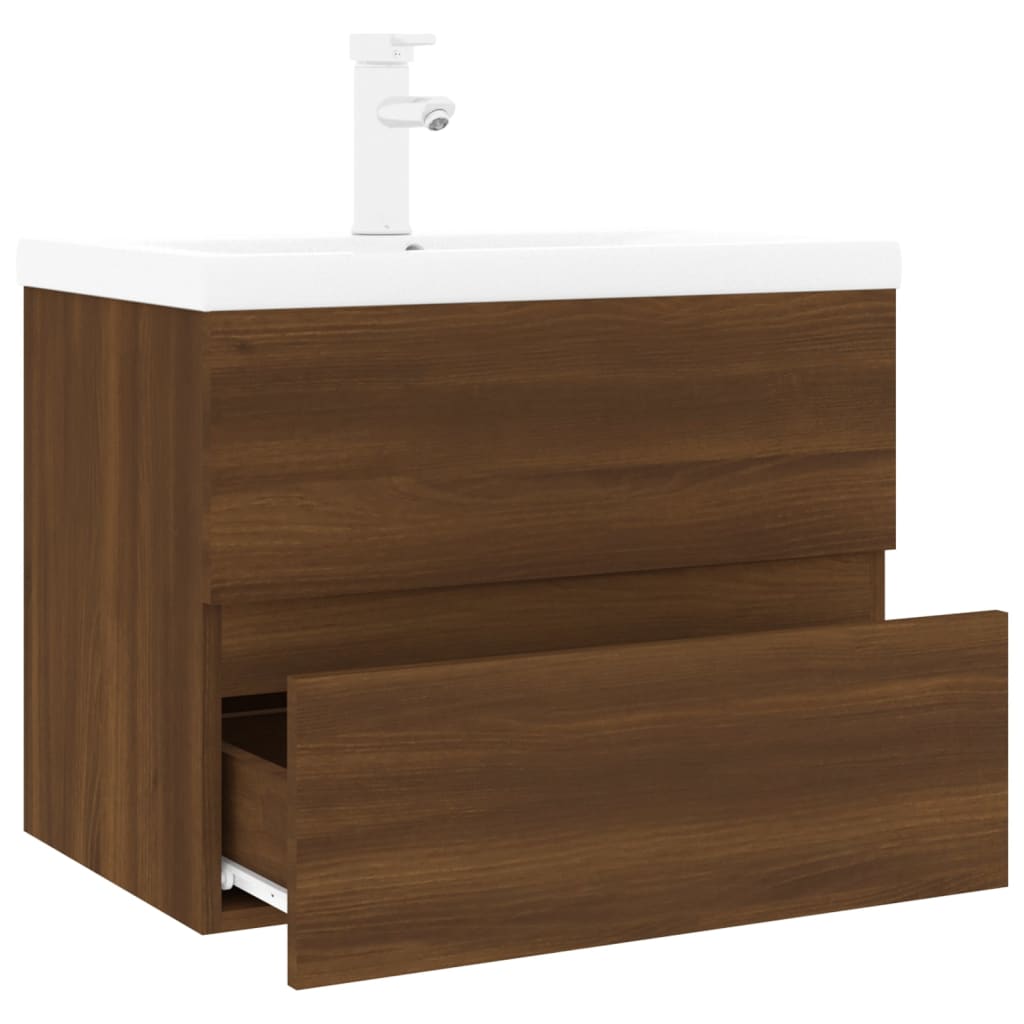 vidaXL Sink Cabinet with Built-in Basin Brown Oak Engineered Wood