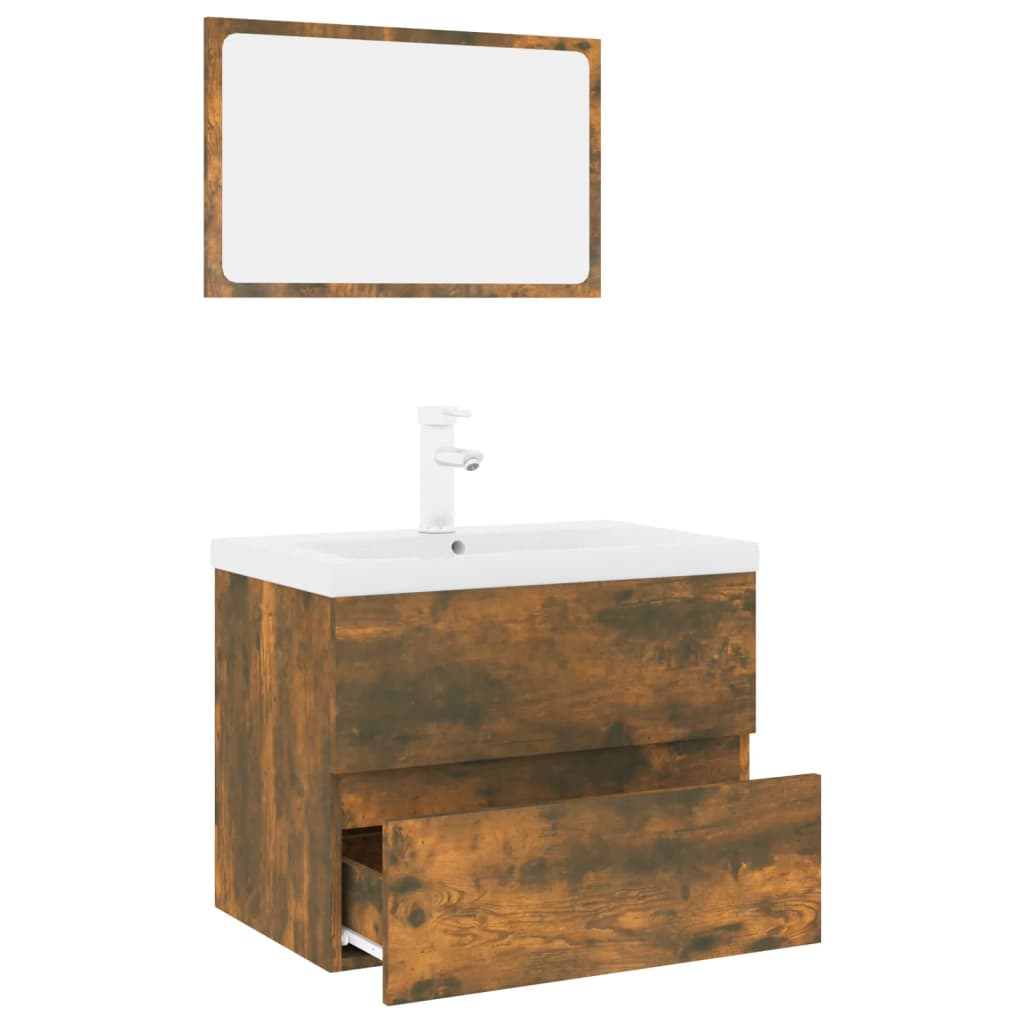 vidaXL Bathroom Furniture Set Smoked Oak Engineered Wood