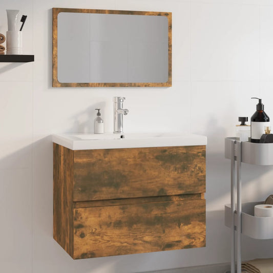 vidaXL Bathroom Furniture Set Smoked Oak Engineered Wood