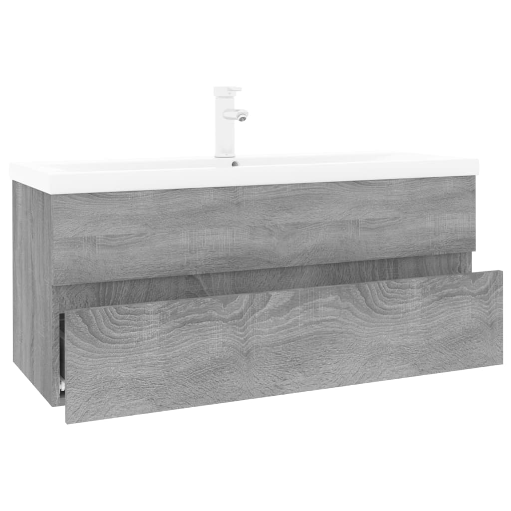 vidaXL Sink Cabinet with Built-in Basin Grey Sonoma Engineered Wood