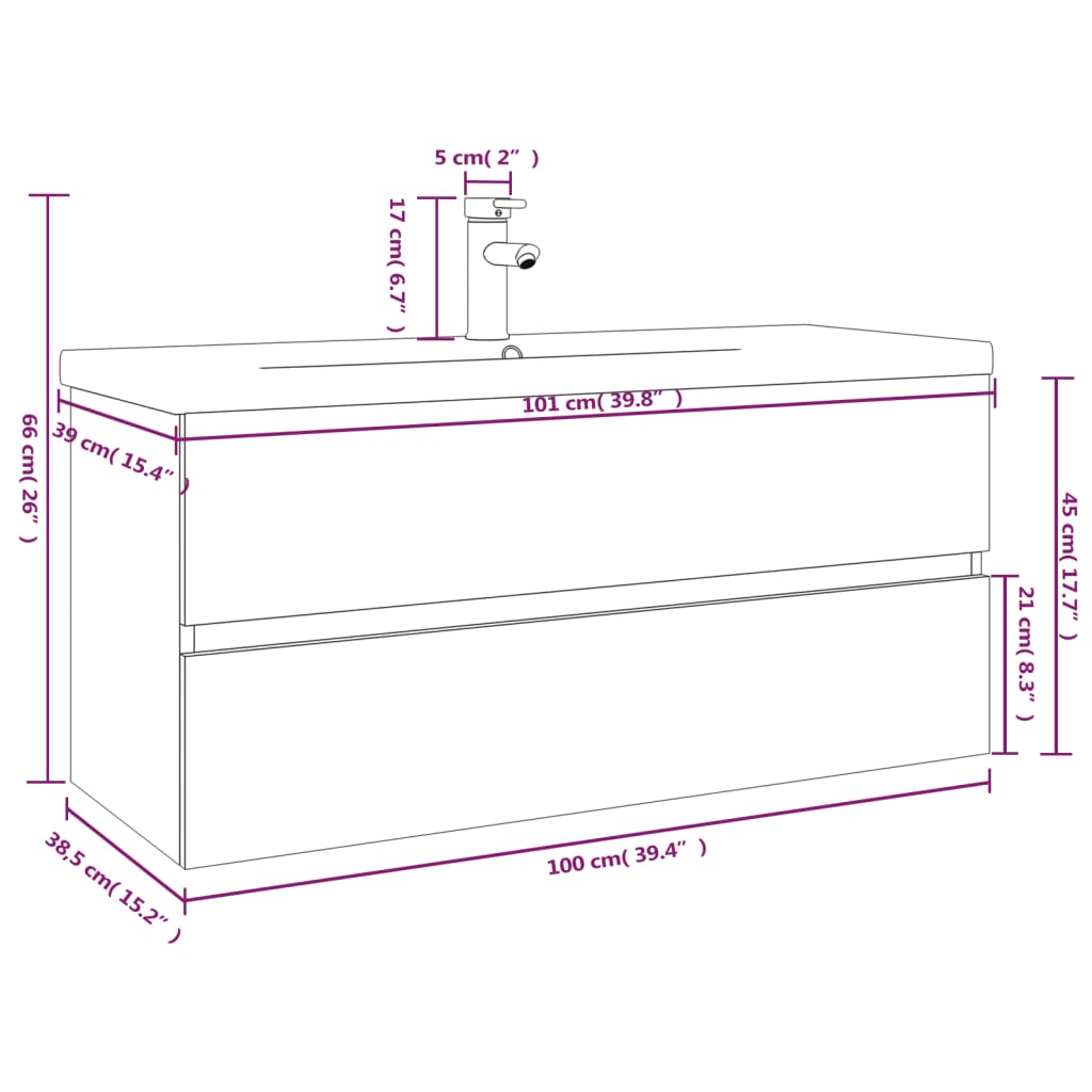 vidaXL Sink Cabinet with Built-in Basin Grey Sonoma Engineered Wood