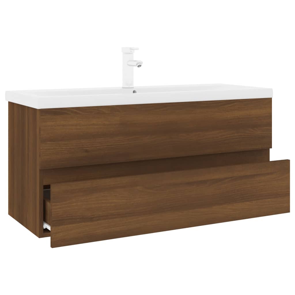 vidaXL Sink Cabinet with Built-in Basin Brown Oak Engineered Wood