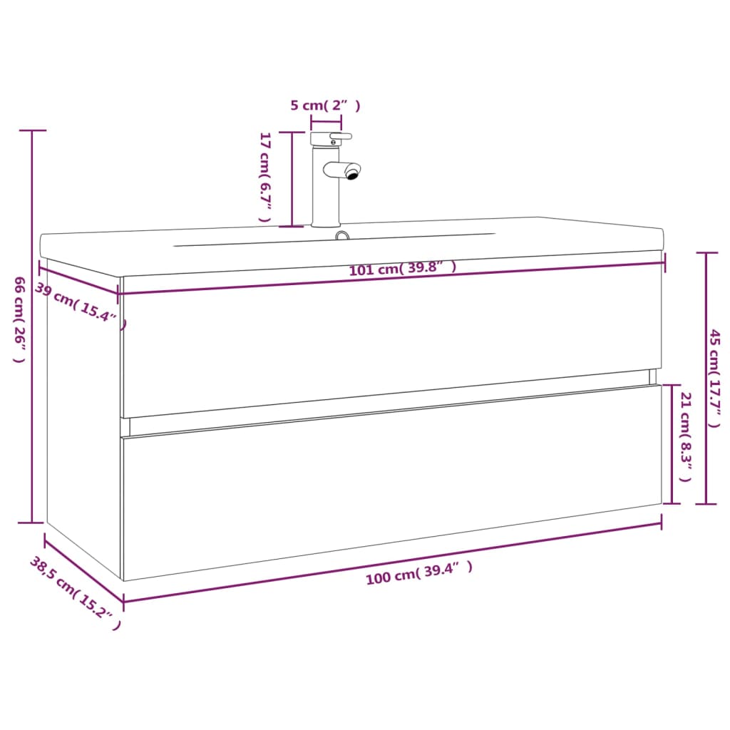 vidaXL Sink Cabinet with Built-in Basin Brown Oak Engineered Wood