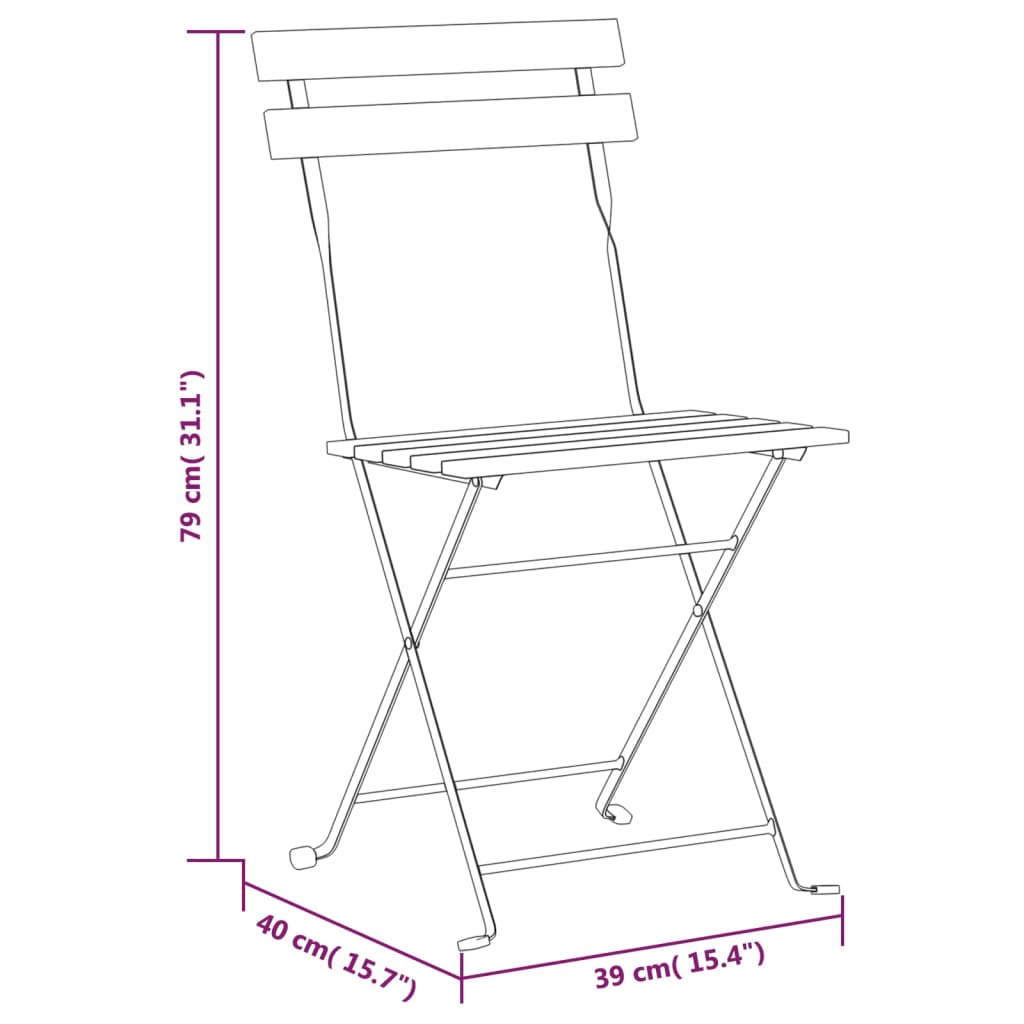 Garden Chair | Set of 6 | Brown | Solid Acacia wood | Standard