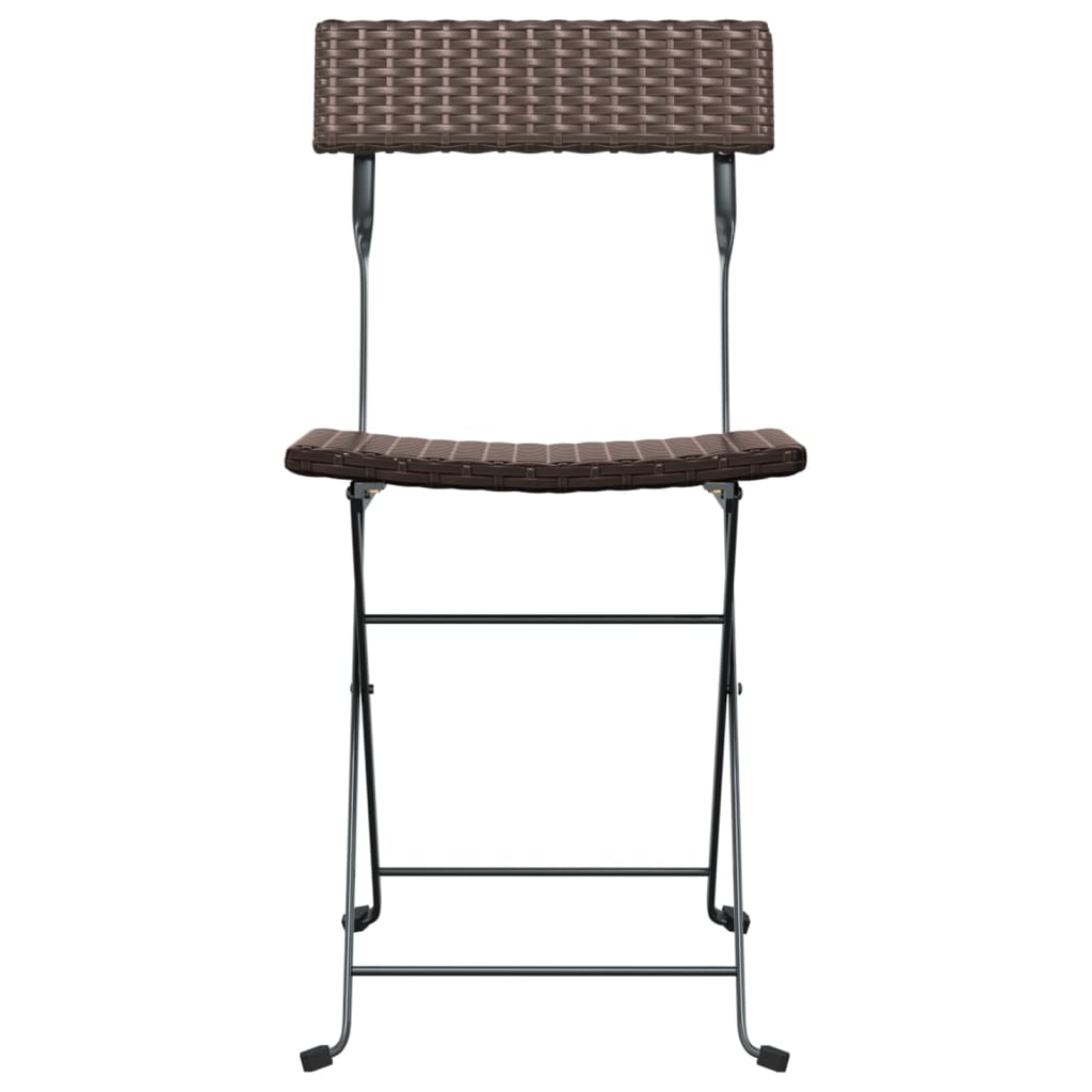Folding Bistro Chair | Set of 4 | Brown | Poly Rattan | Medium | Foldable