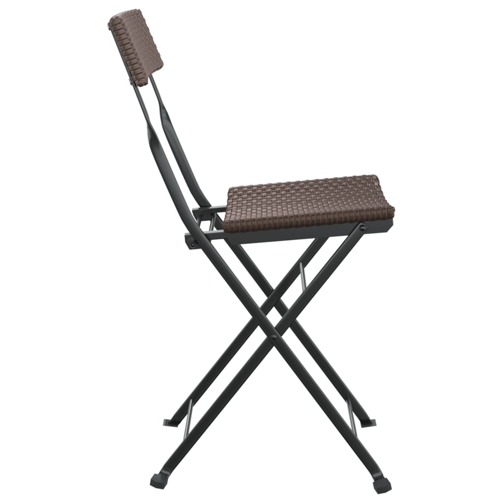 Folding Bistro Chair | Set of 4 | Brown | Poly Rattan | Medium | Foldable