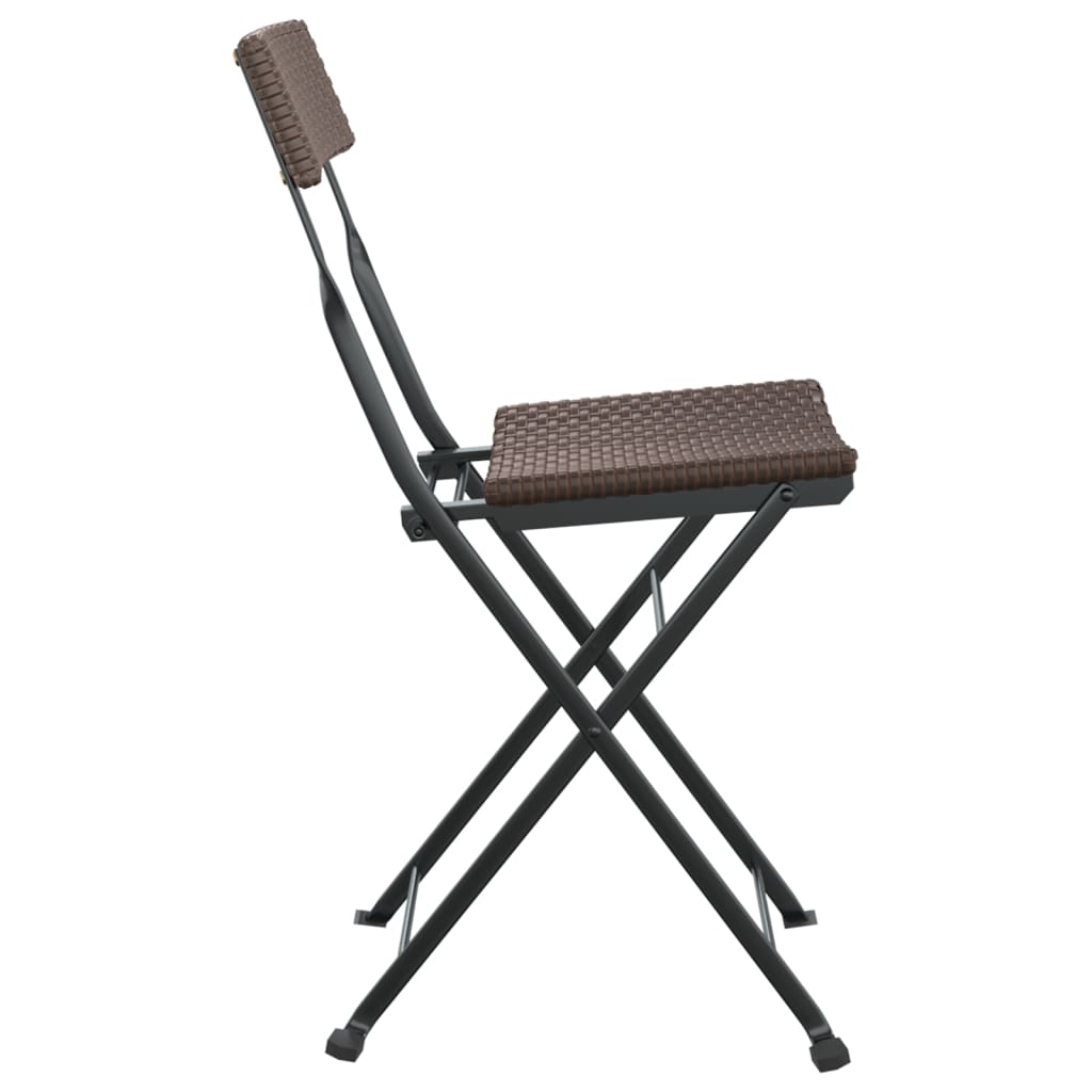Folding Bistro Chair | Set of 8 | Brown | PE rattan, powder-coated steel