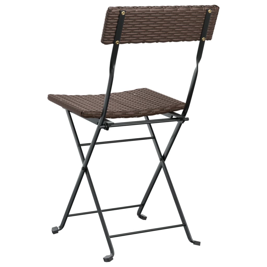 Folding Bistro Chair | Set of 8 | Brown | PE rattan, powder-coated steel