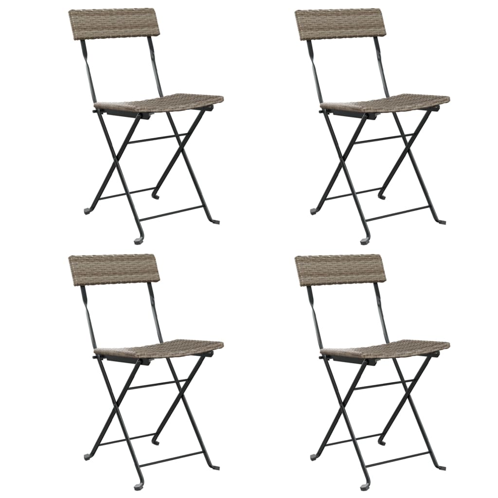 Folding Bistro Chair | Set of 4 | Grey | PE rattan | Standard | Foldable