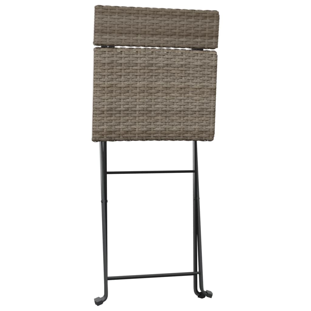 Folding Bistro Chair | Set of 4 | Grey | PE rattan | Standard | Foldable