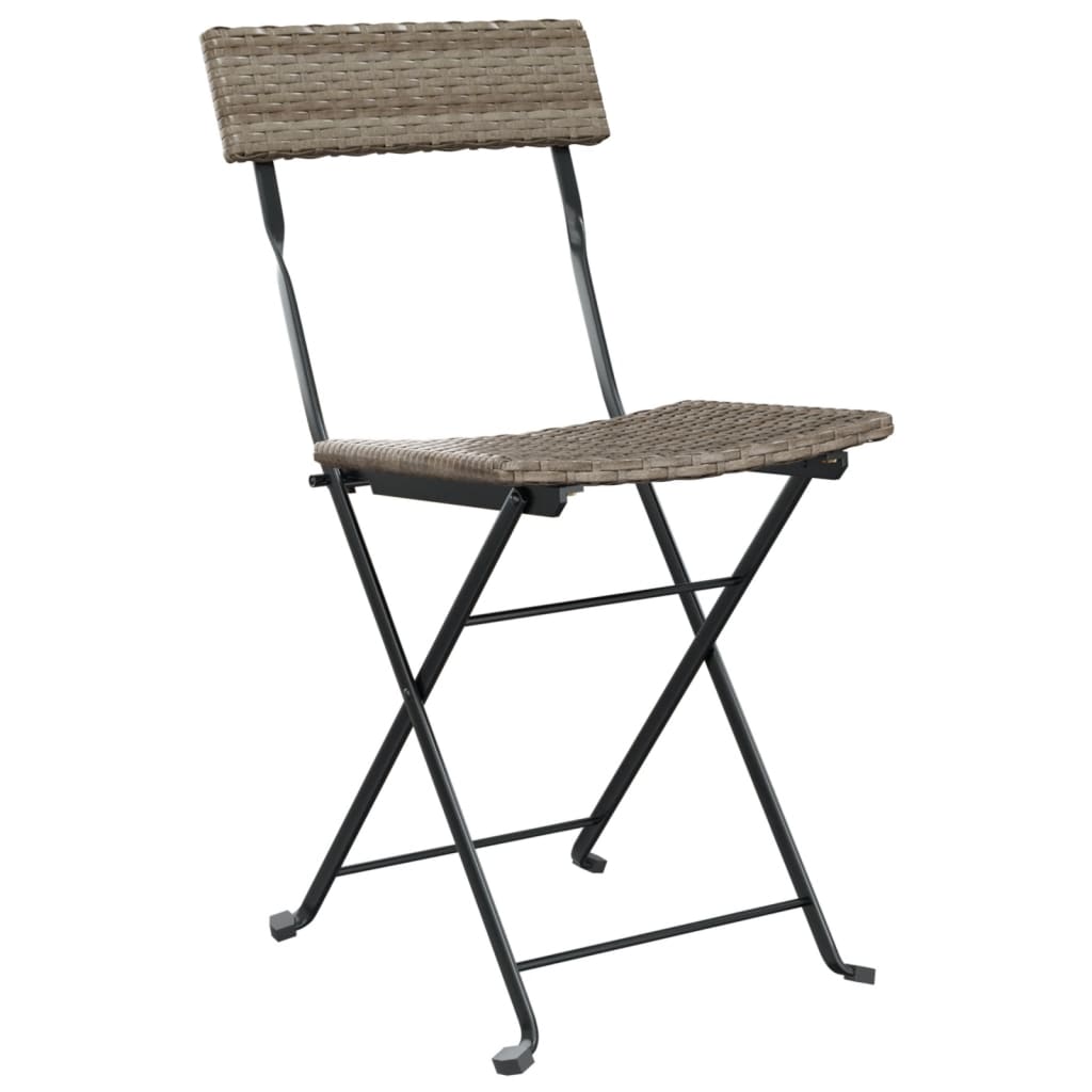 vidaXL Folding Bistro Chairs 8 pcs Grey Poly Rattan and Steel