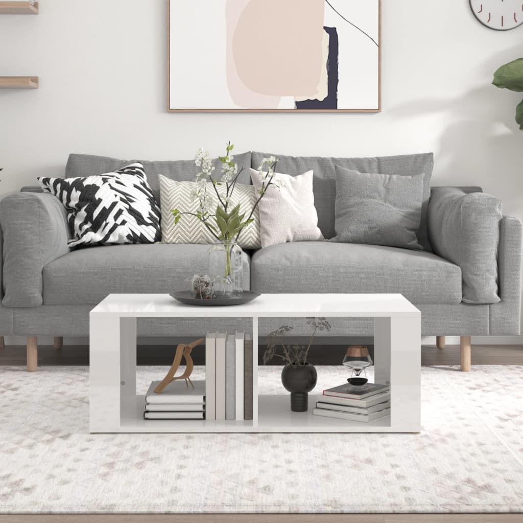 vidaXL Coffee Table High Gloss White 100x50x36 cm Engineered Wood