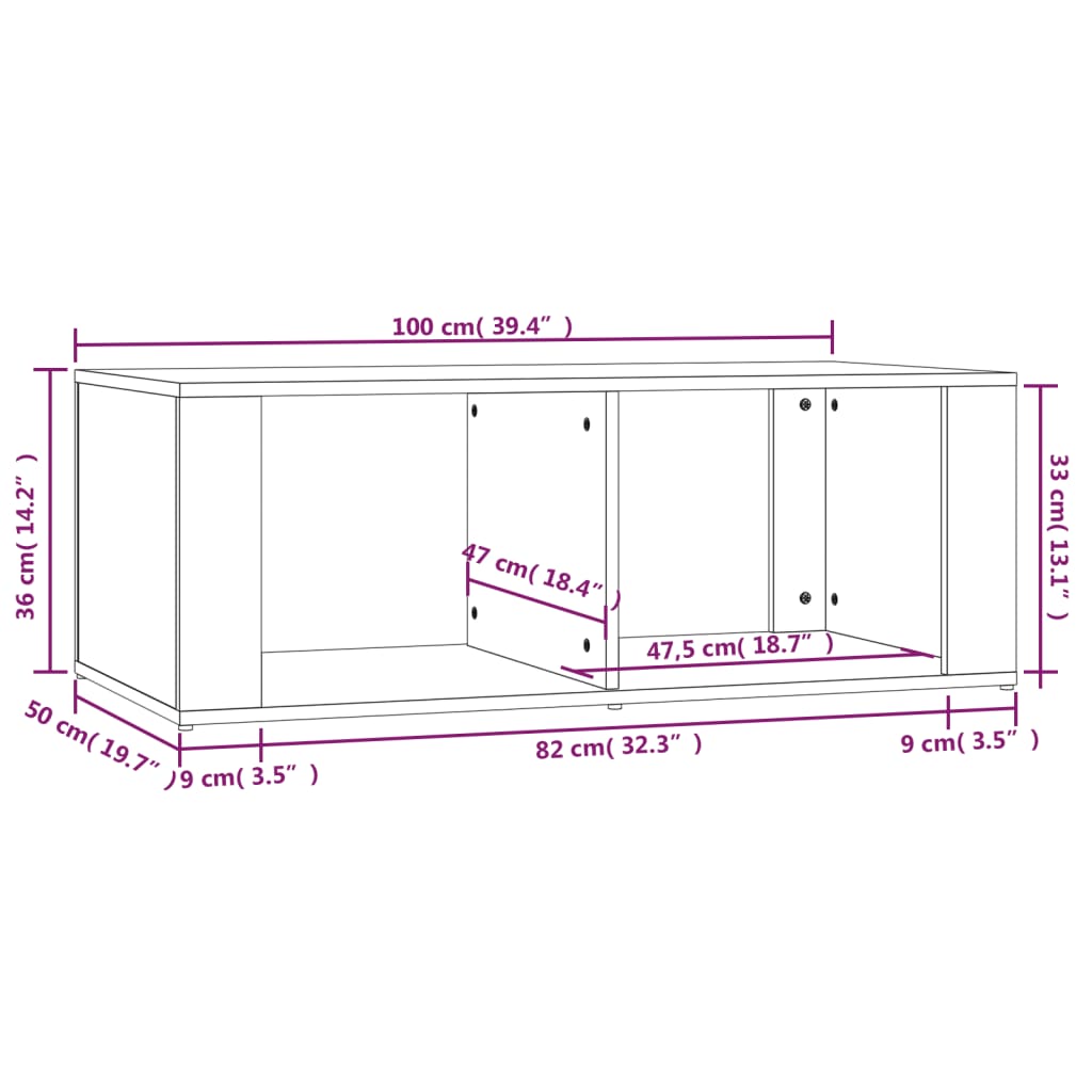 vidaXL Coffee Table High Gloss White 100x50x36 cm Engineered Wood