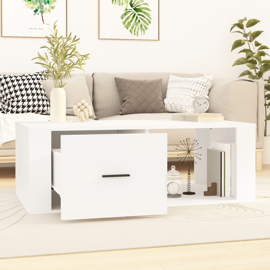 Coffee Table White 100x50,5x35 cm Engineered Wood