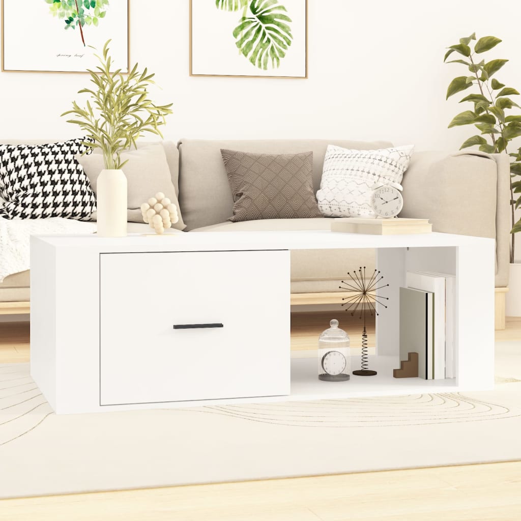 Coffee Table White 100x50,5x35 cm Engineered Wood