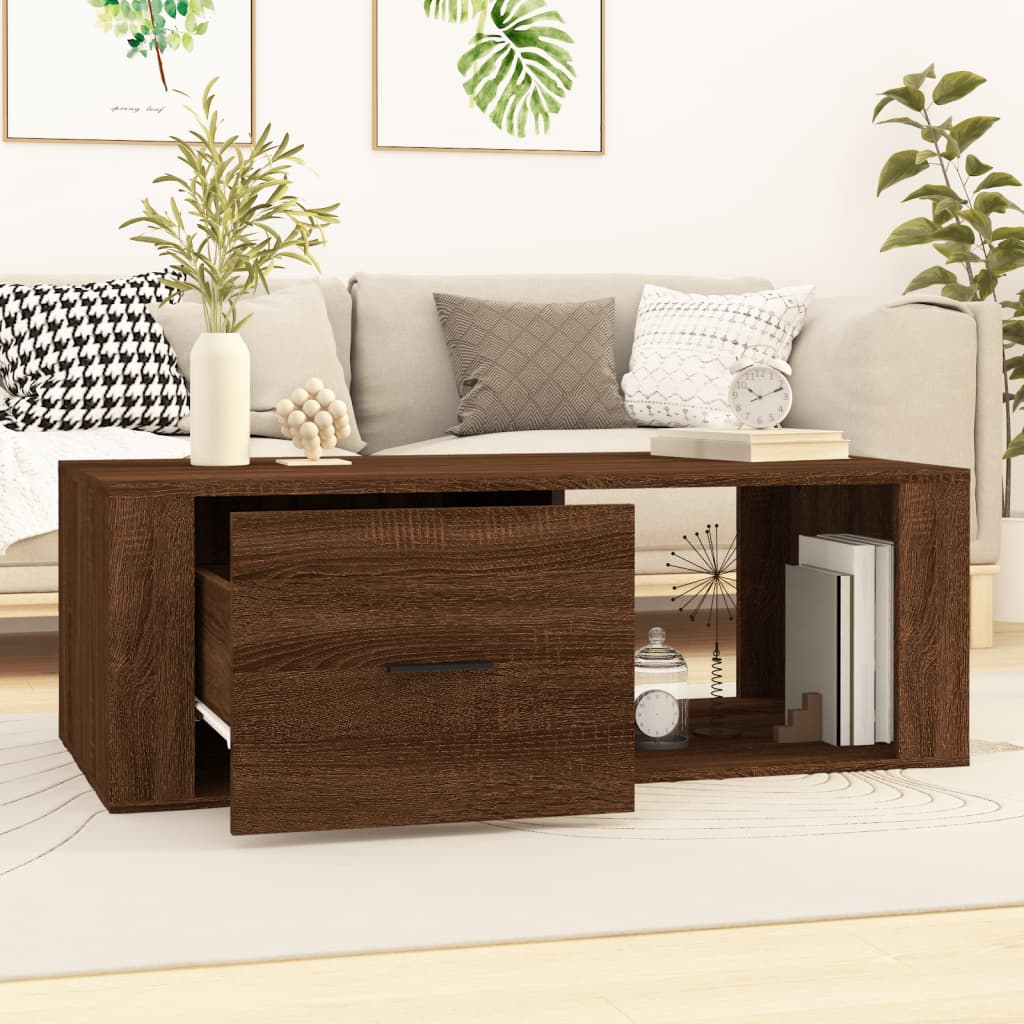 Coffee Table Brown Oak 100x50,5x35 cm Engineered Wood