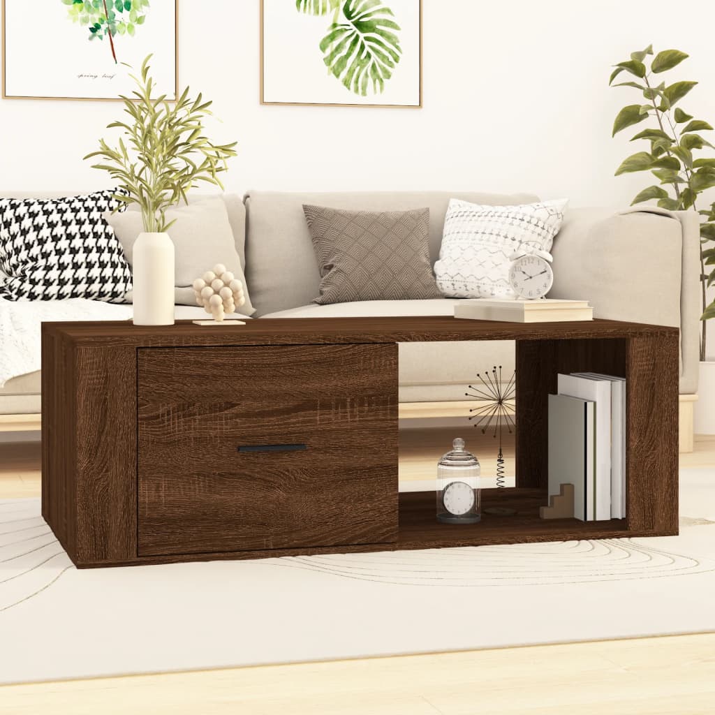 Coffee Table Brown Oak 100x50,5x35 cm Engineered Wood